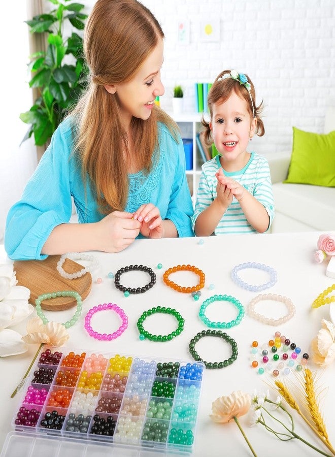 Tdas 400 Pieces 8 mm Round Glass Beads for Jewellery Making kit, 12 Colors Crystal Beads for Bracelets Pearl moti DIY Craft Charms Materials Set with one Crystal Strings roll (8 MM Multicolors) - Image 5